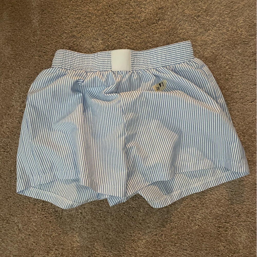 Blue and White Striped Boxer Shorts